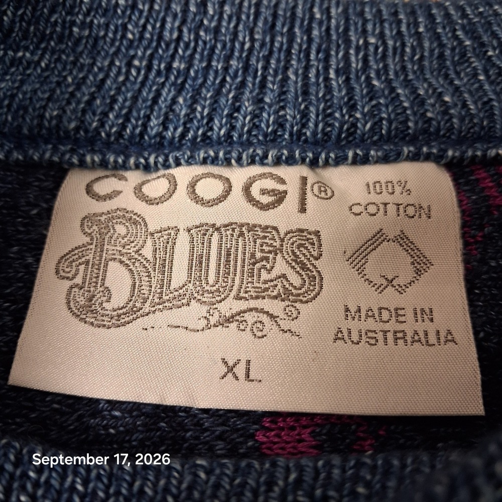 90s Vintage Coogi Blues 3D Knit Sweater Mens XL Australia Biggie Cosby Zig Zag - Picture 5 of 11